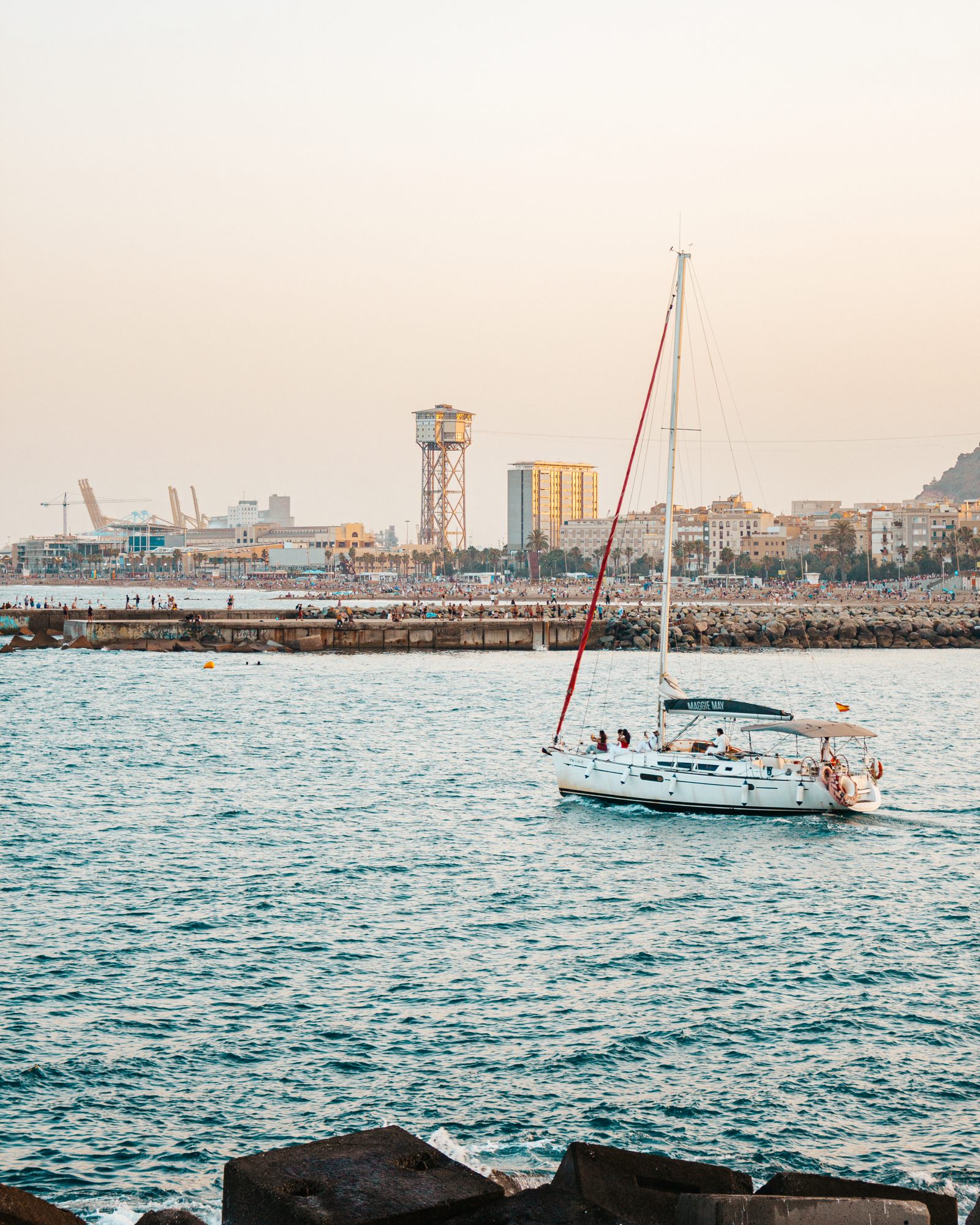 Sailboat leaving the port