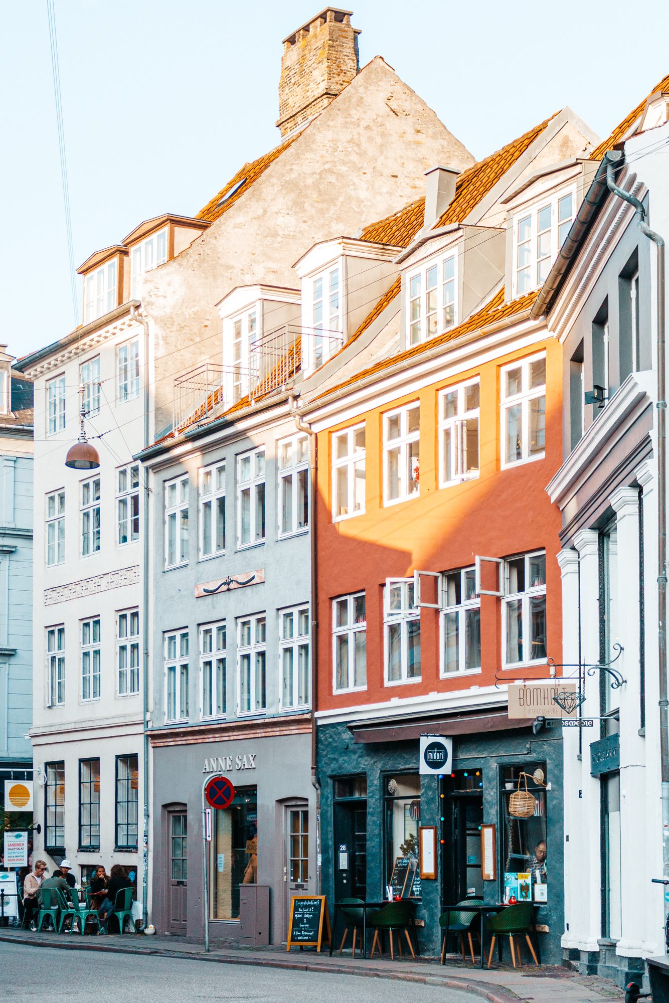 Gabled houses on a sunny street