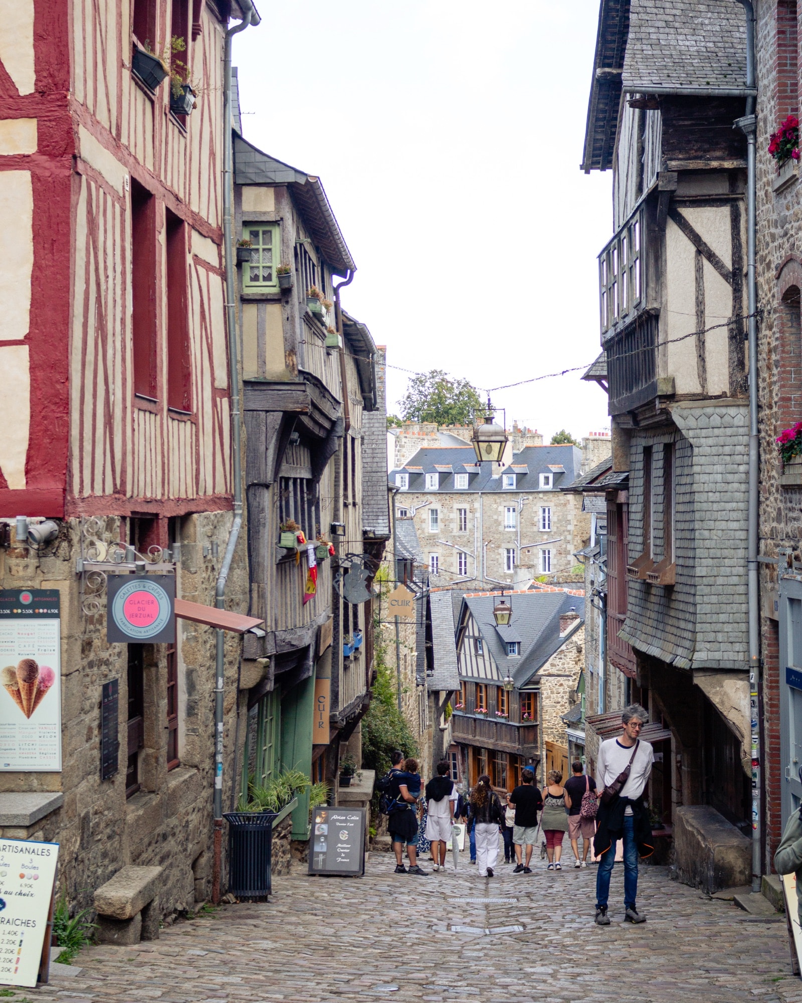 Half-timbered houses on a cobbled street