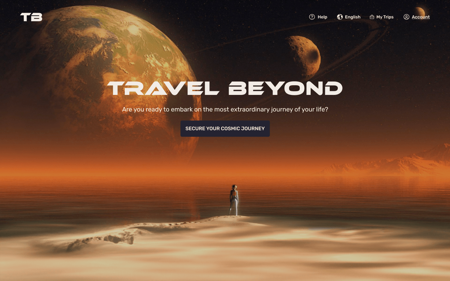 2023 hero: centred title and button over the planet scene